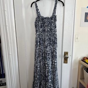 J. Crew Navy and White Floral Maxi Dress